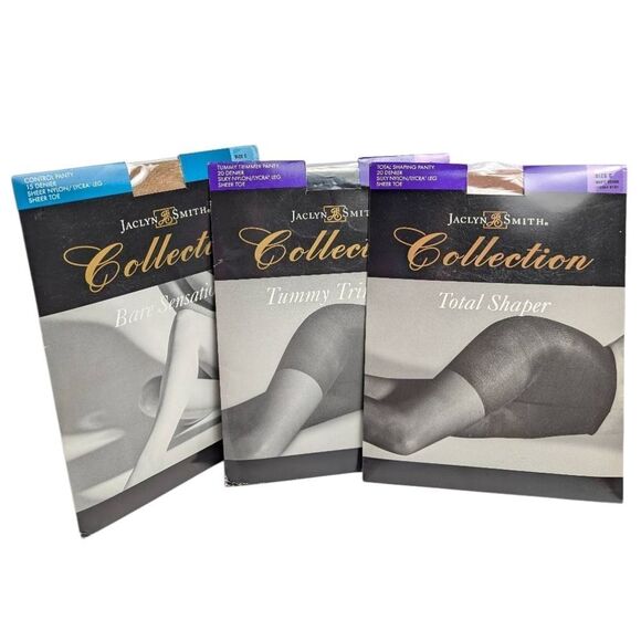 Jaclyn Smith Vintage NOS 3 Pairs Pantyhose Size C L/XL Nude Beige Black - Picture 1 of 10